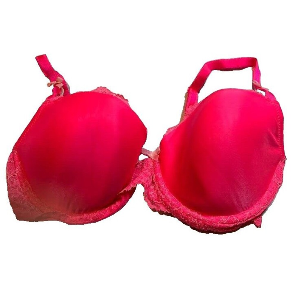 Victoria's Secret Bra Sz 32DD Hot Pink Dream Angels Lined Demi Lace Barbiecore